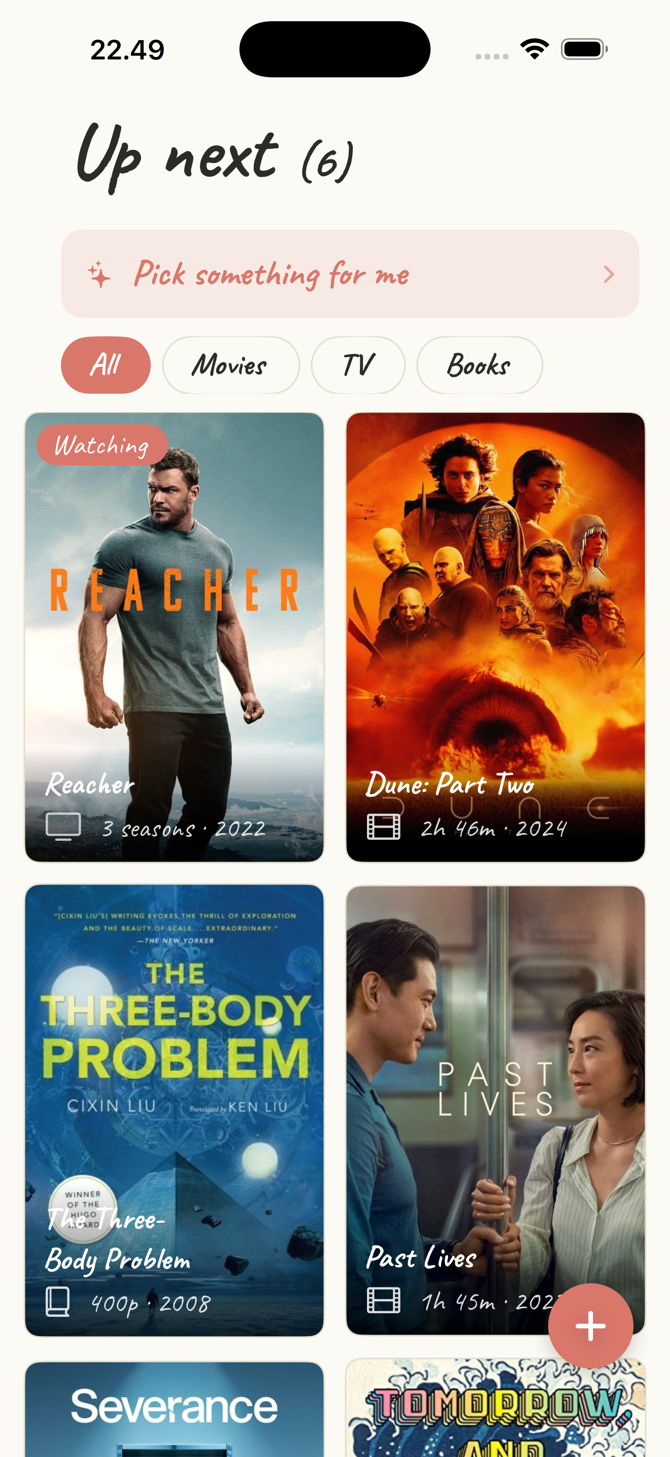 The Later List on iPhone, showing the poster wall